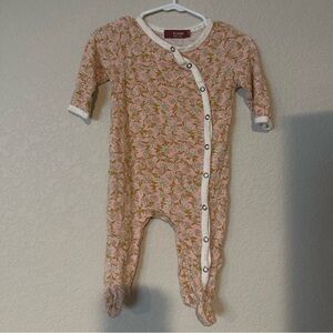 Milkbarn Pink and White One Piece Footies with Delicate Print